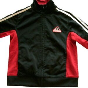 Adidas Boys Jacket Black Red Track Athletic Size 6 Polyester Zipper Gym
